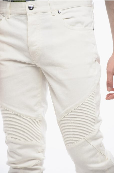 Vaqueros Biker de corte cónico con trabillas para cinturón de 15 cm en blanco - Image 3