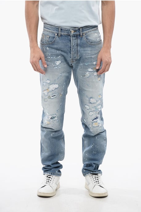 Vaqueros SID Regular Fit con efecto desgastado de 18 cm en azul - Image 1