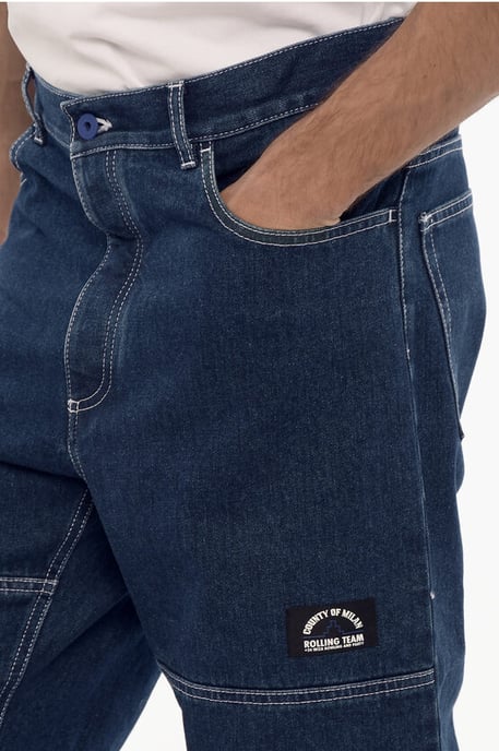Vaqueros rectos de corte regular con costuras visibles de 21 cm en azul - Image 3