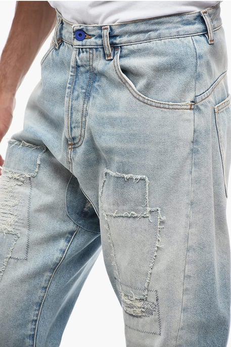 Denim TWIST Efecto Vintage con Patchwork 17cm en Azul Claro - Image 3