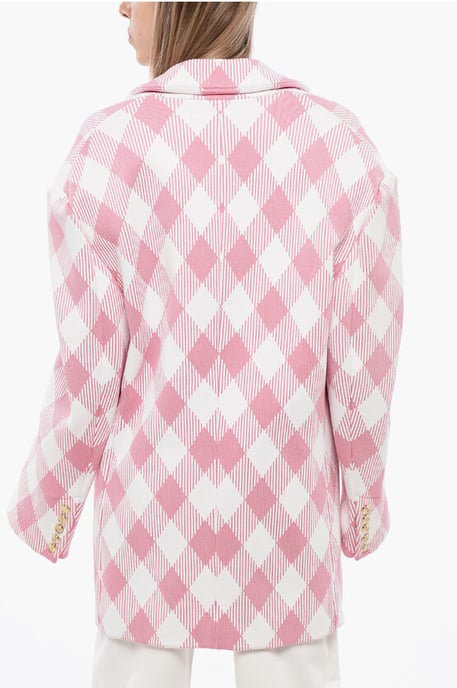 Abrigo oversize con estampado de cuadros vichy en rosa - Image 2