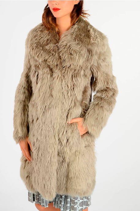 Abrigo de piel auténtica de alpaca MM1 en beige - Image 1
