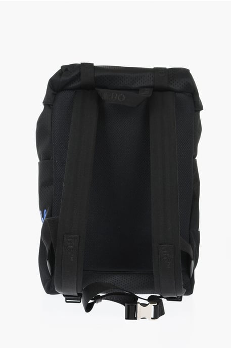 Mochila de senderismo de nailon perforado con detalles en contraste en negro - Image 3