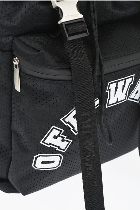 Mochila de senderismo de nailon perforado con detalles en contraste en negro - Image 4