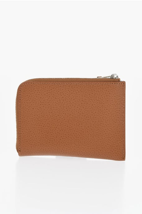 Cartera de piel texturizada con cierre de cremallera en color marrón - Image 2