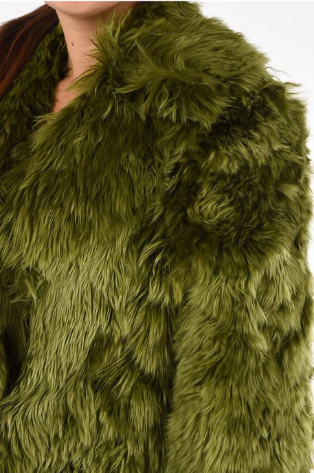 Abrigo de piel auténtica de alpaca MM1 en verde - Image 3