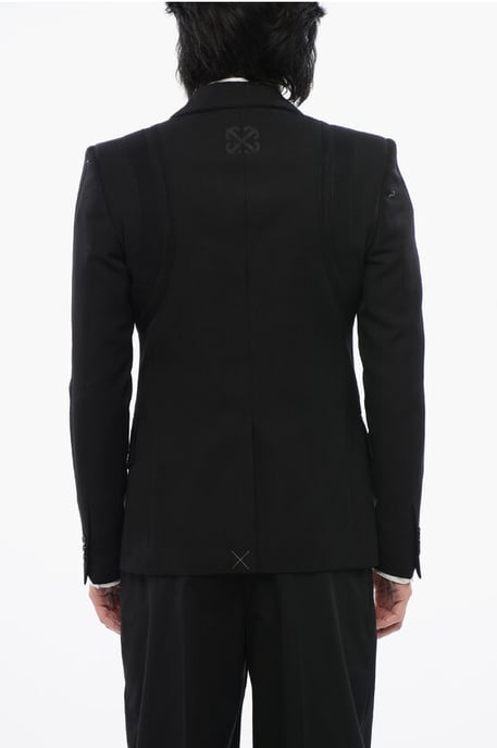 Blazer formal VARS de lana virgen con parche de logotipo en negro - Image 2