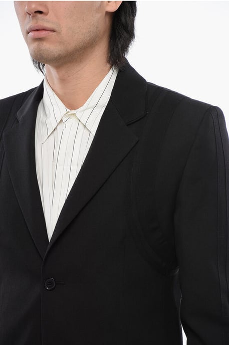 Blazer formal VARS de lana virgen con parche de logotipo en negro - Image 3
