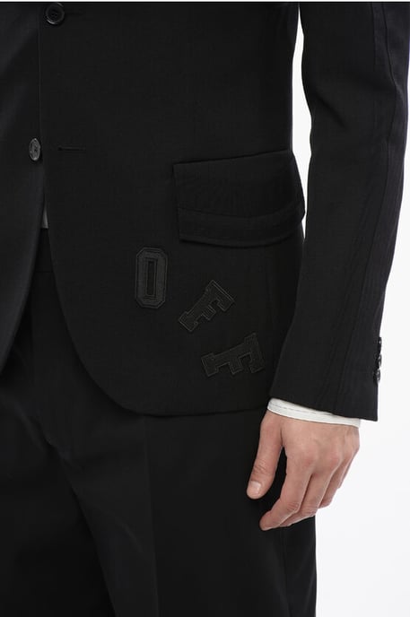 Blazer formal VARS de lana virgen con parche de logotipo en negro - Image 4