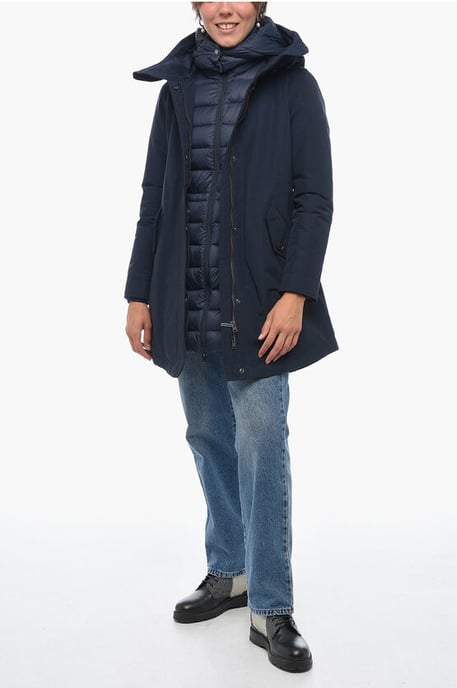 Chaqueta de plumón de color liso con interior extraíble en azul - Image 4
