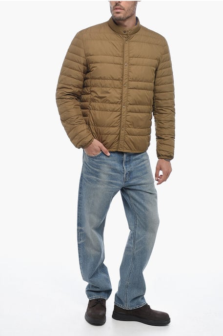 Chaqueta bomber ligera con cuello alto en marrón - Image 4