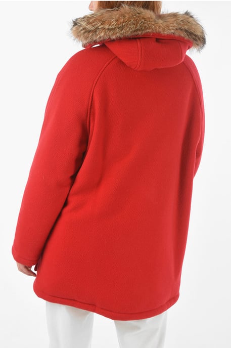 Chaqueta de plumón TUNDRA de mezcla de lana virgen con detalle de piel auténtica en rojo - Image 2