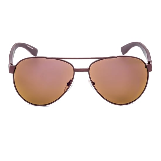 Gafas de sol Lacoste con montura roja mate y lentes marrones - Image 2
