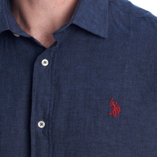 Camisa Manga Larga de Algodón y Lino US41104030 para Hombre - Image 3