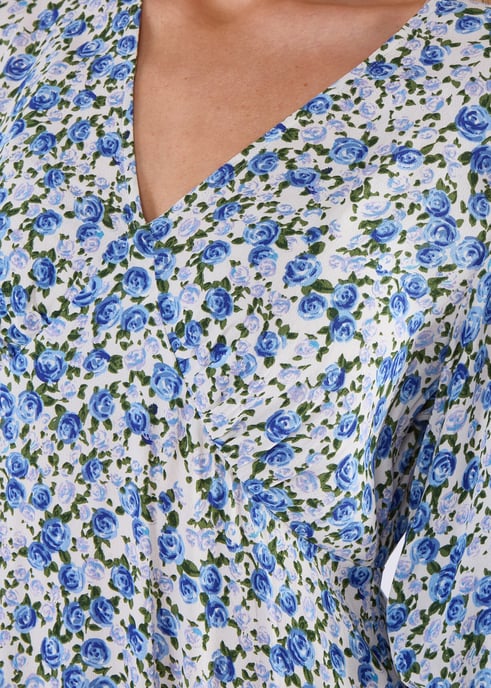 Vestido midi de viscosa con estampado floral azul - Image 2