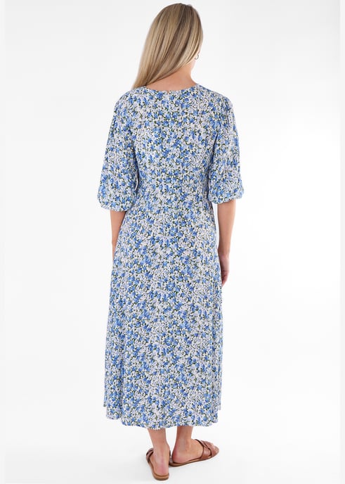 Vestido midi de viscosa con estampado floral azul - Image 4