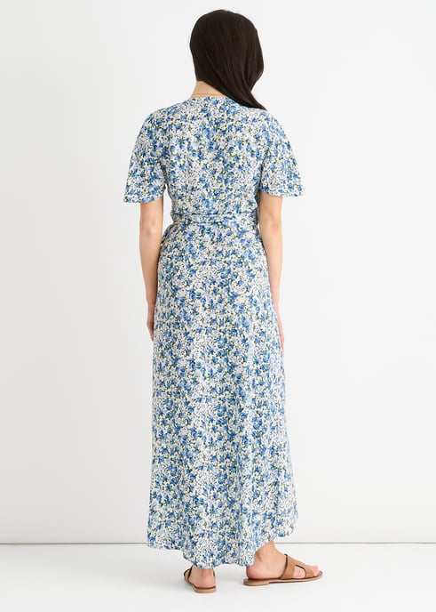 Vestido cruzado floral azul - Image 4