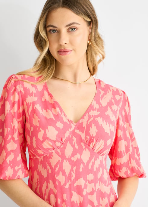 Vestido midi rosa de viscosa con estampado animal - Image 2