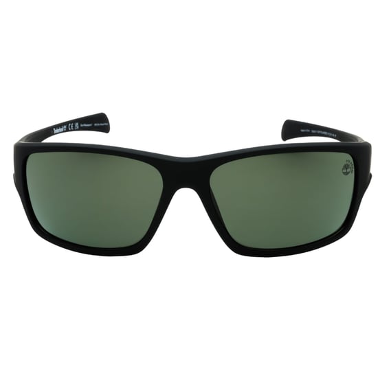 Gafas de sol Timberland con montura negra mate y lentes polarizadas verdes - Image 1