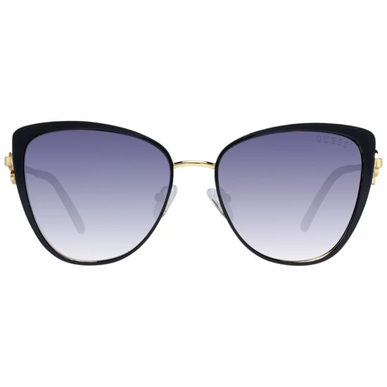 Gafas de sol Guess con montura negra brillante y patas doradas - Image 1