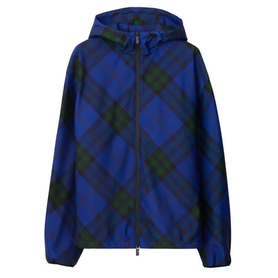 Chaqueta con capucha y cuadros azules de Burberry - Image 1