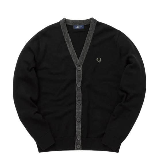 Cárdigan Con Tapeta De Chenilla Negra De Fred Perry - Image 1