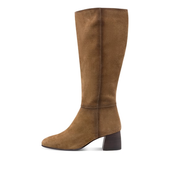 Botas de montar Tamaris para mujer, de piel color marrón camel, con tacón hasta la rodilla - Image 4