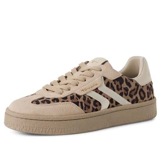 Zapatillas Tamaris para mujer de ante marrón con cordones y diseño de leopardo - Image 3