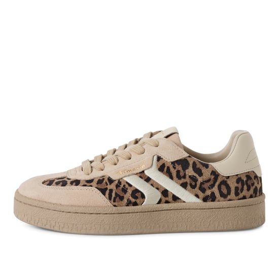 Zapatillas Tamaris para mujer de ante marrón con cordones y diseño de leopardo - Image 4