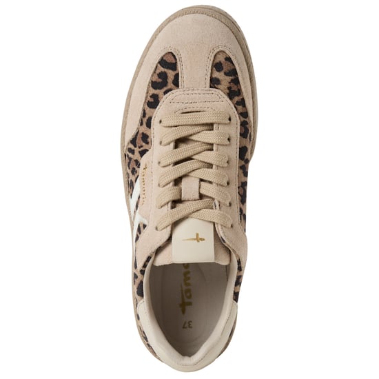 Zapatillas Tamaris para mujer de ante marrón con cordones y diseño de leopardo - Image 5