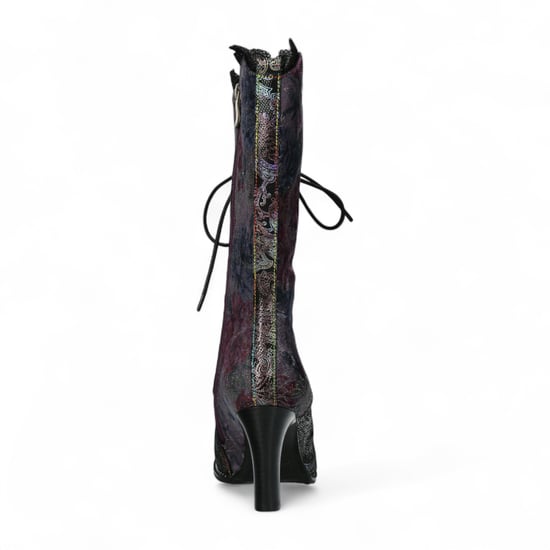 Botas altas de tacón de cuero victoriano gótico para mujer Laura Vita Alcbane 0351 con diseño floral violeta - Image 6