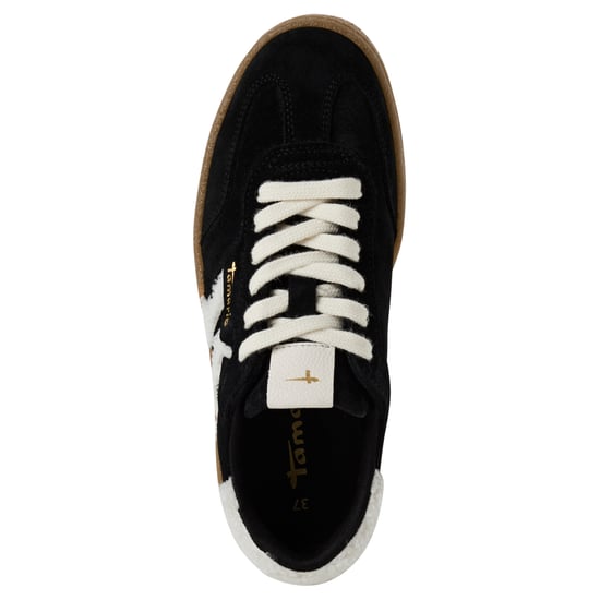 Zapatillas Tamaris para mujer de piel de ante y piel en blanco y negro con cordones - Image 6