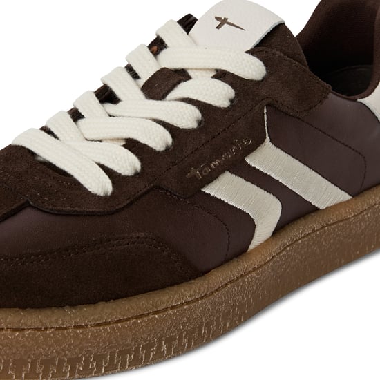 Zapatillas Tamaris para mujer de ante marrón y blanco con cordones - Image 6