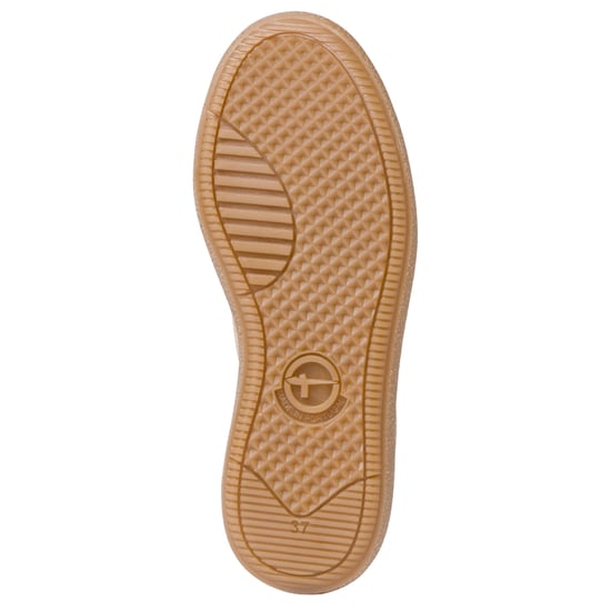 Zapatillas Tamaris para mujer de cuero beige y blanco con cordones y rayas - Image 6