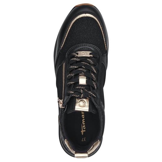 Zapatillas deportivas Tamaris para mujer, con cordones, cremallera y diseño moderno en negro y dorado - Image 5