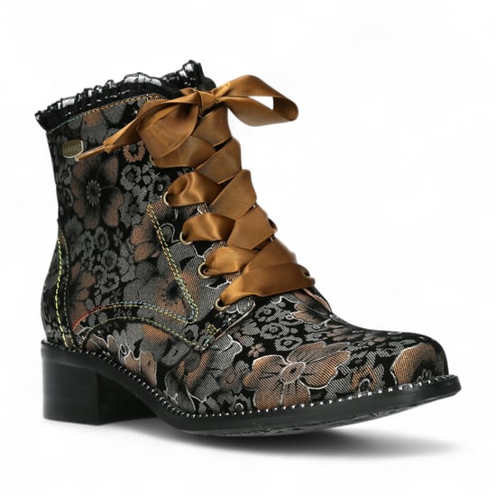 Botas de tacón de cuero victoriano gótico para mujer Laura Vita Emcmao-45 con diseño floral marrón - Image 3