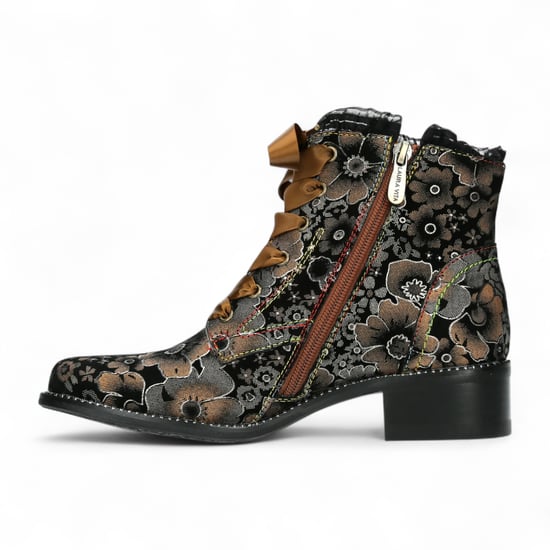 Botas de tacón de cuero victoriano gótico para mujer Laura Vita Emcmao-45 con diseño floral marrón - Image 4