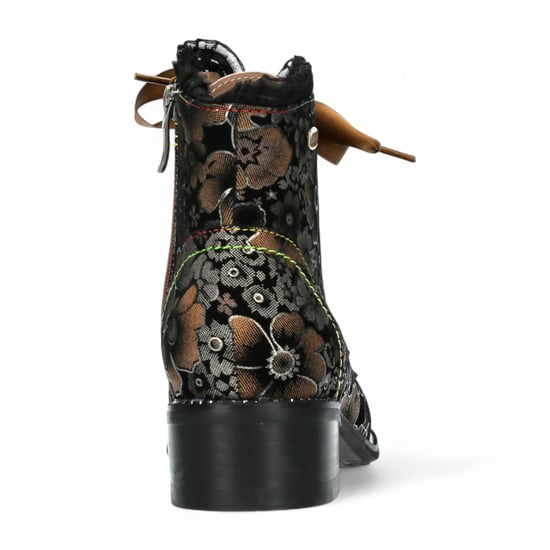 Botas de tacón de cuero victoriano gótico para mujer Laura Vita Emcmao-45 con diseño floral marrón - Image 6