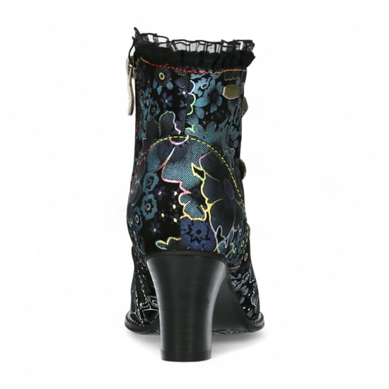 Botas de tacón de tobillo de cuero victoriano gótico para mujer Laura Vita Elcodieo 224 con diseño floral azul - Image 6