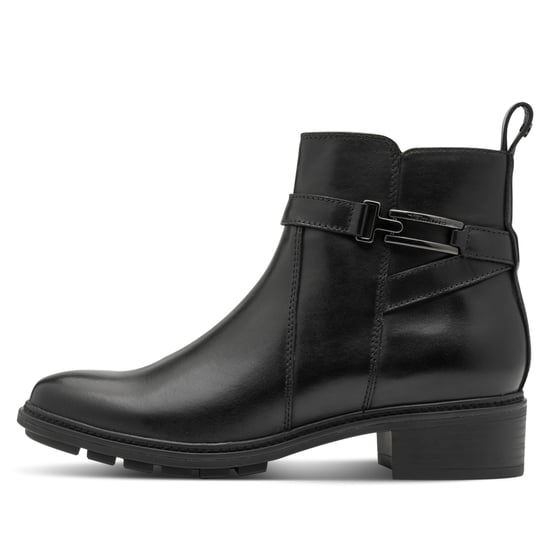 Botines moteros Tamaris de piel negra con hebilla y cremallera para mujer - Image 4