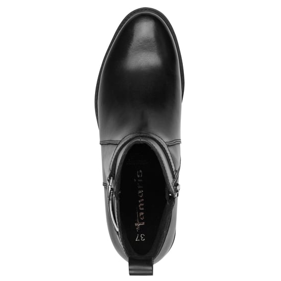 Botines moteros Tamaris de piel negra con hebilla y cremallera para mujer - Image 5