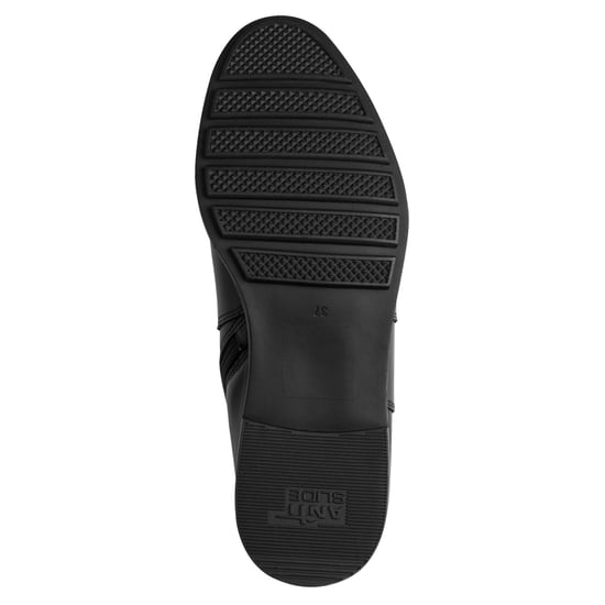 Botines moteros Tamaris de piel negra con hebilla y cremallera para mujer - Image 6