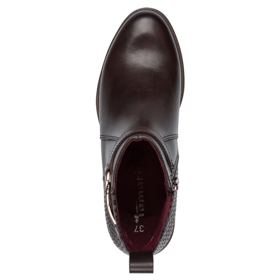 Botines moteros Tamaris para mujer de piel marrón moca con hebilla y cremallera - Image 5