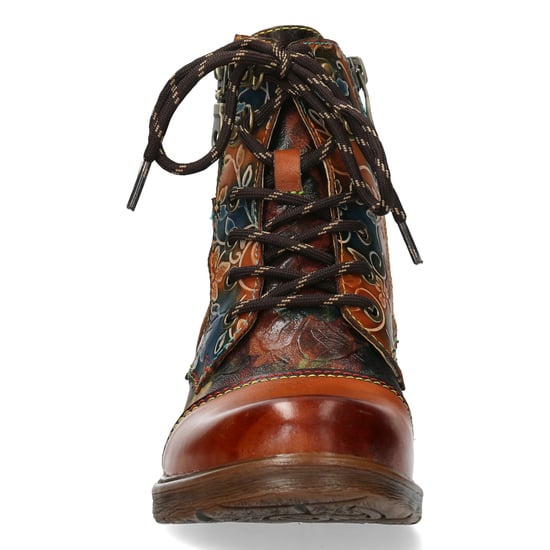 Botines victorianos góticos de cuero con diseño floral en marrón camel de Laura Vita Anita 006 para mujer - Image 4