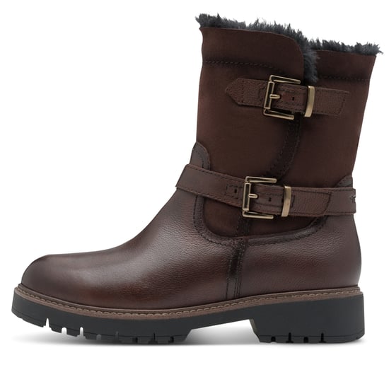 Botines Tamaris de invierno para mujer, de piel marrón moca, con hebilla y cremallera - Image 4