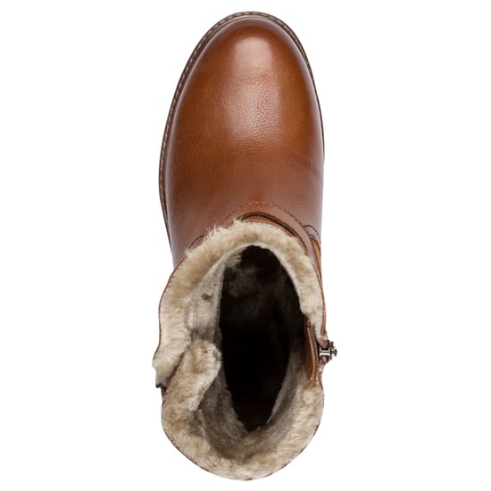 Botines Tamaris para mujer, estilo motero, de piel color coñac, marrón tostado y con hebilla y cremallera, para invierno - Image 5