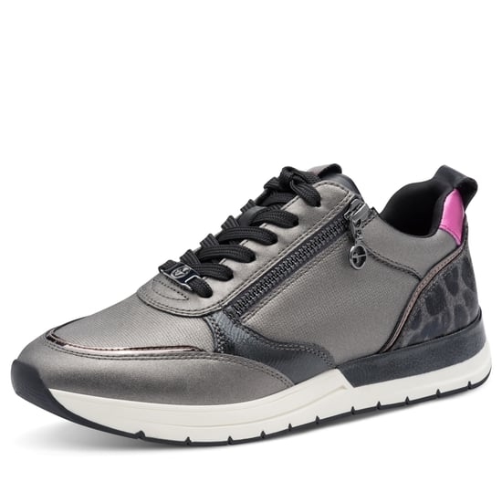 Zapatillas deportivas Tamaris para mujer, con cordones, cremallera y diseño moderno en color peltre, plateado y rosa - Image 3