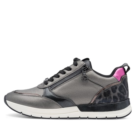 Zapatillas deportivas Tamaris para mujer, con cordones, cremallera y diseño moderno en color peltre, plateado y rosa - Image 4