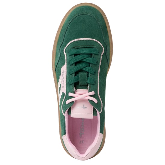 Zapatillas Tamaris de piel verde y rosa con cordones y rayas para mujer - Image 5