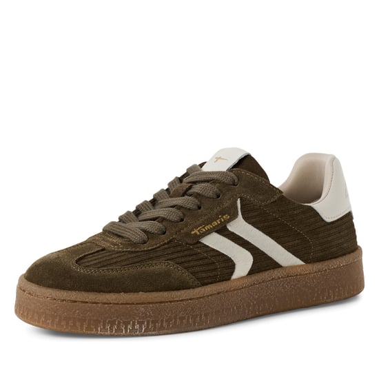 Zapatillas Tamaris de ante verde oliva con cordones para mujer - Image 3